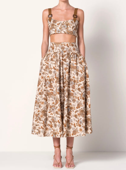Wildflower Linen Maxi Skirt with Pockets by Kimberley Anne